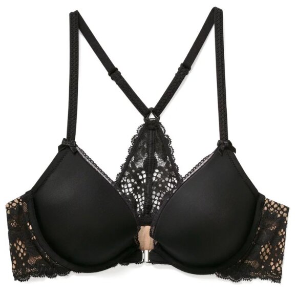 Push Up Lace Racer Back Black Bra 34B - Picture 1 of 8